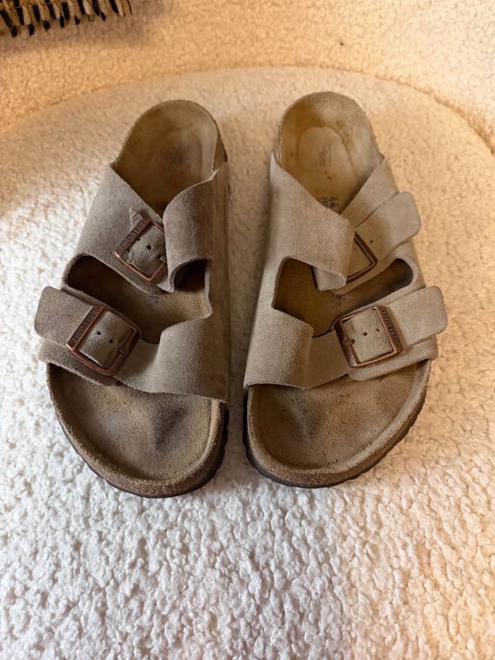 Birkenstock Mens Taupe Suede Double Buckle Sandals